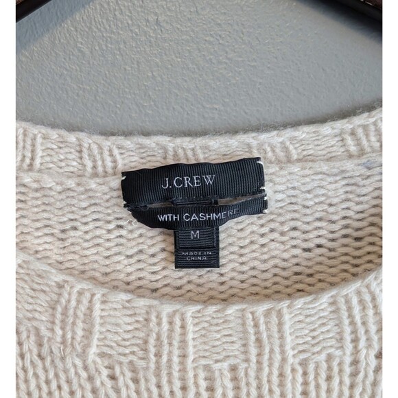 J.Crew Size Medium Wool Sweater Womens Cashmere Knit Pullover Cream Crew Neck LS - Picture 2 of 5